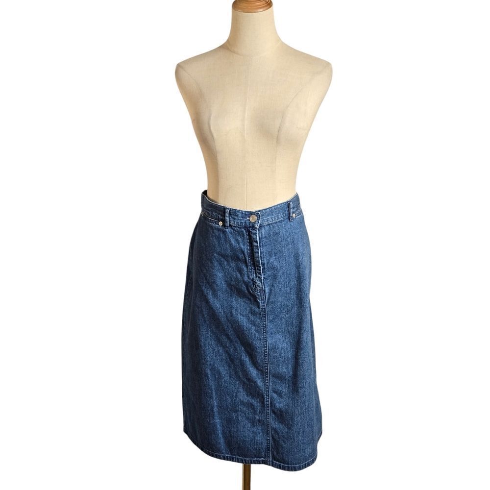 Classic Blue Denim Midi Skirt - Women's